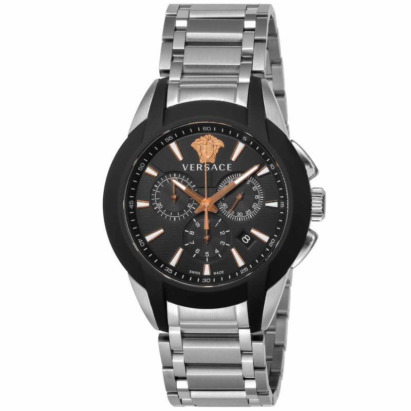 ヴェルサーチ VERSACE 腕時計 メンズ VEM800218 キャラクター クロノグラフ 43mm CHARACTER CHRONOGRAPH 43mm クオーツ ブラックxシルバー アナログ表示