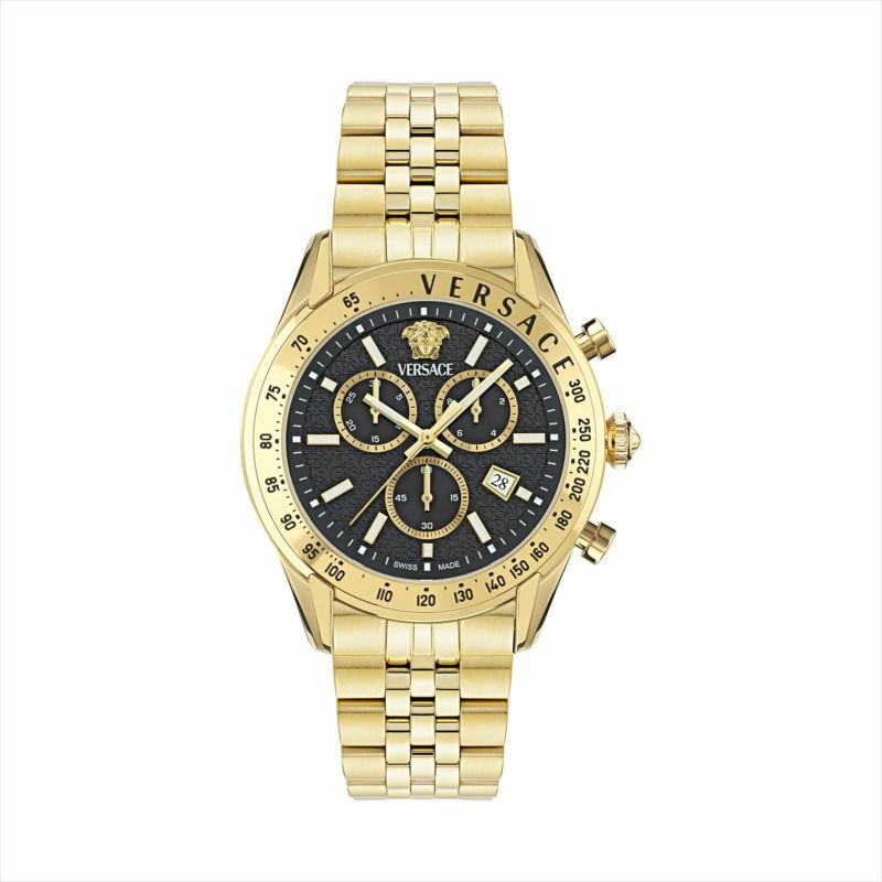 s*1様 ヴェルリッチ Versace Greca Dome Chronograph Quartz Black Dial Men's Watch