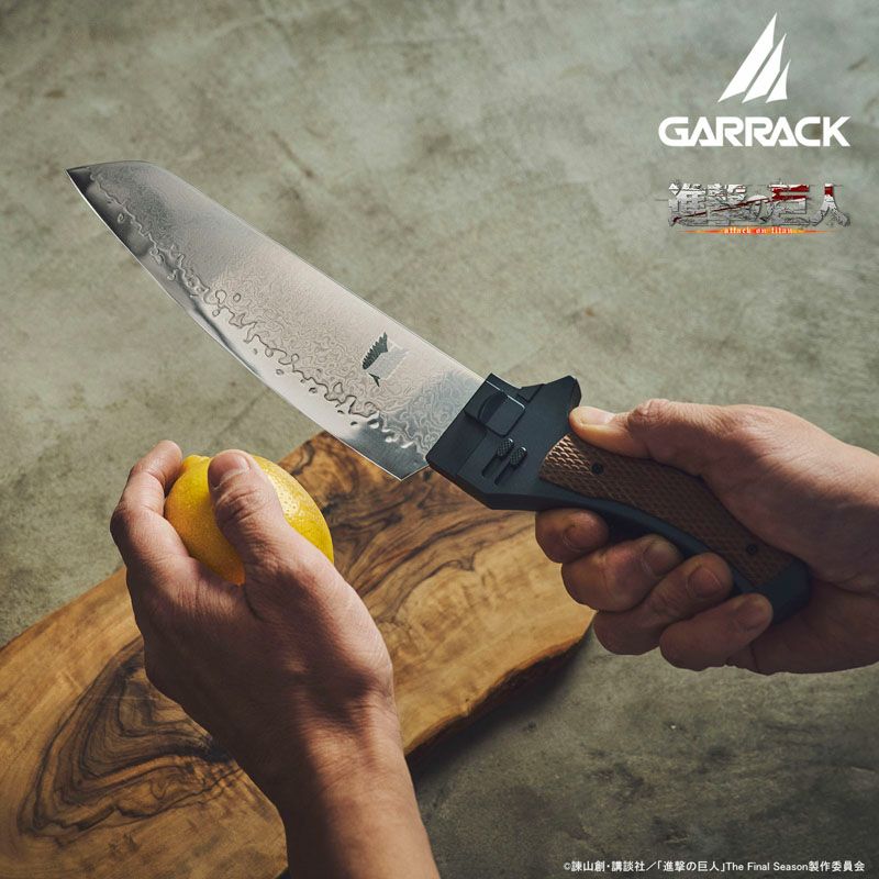 GARRACK 進撃の巨人 ギャラック 進撃の巨人×関市の包丁超硬質ブレード包丁　3徳包丁(ダマスカス) /NIN-3H-SK-DK