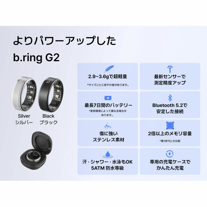 b.ring (サイズ9)ブリング スマートリング G2モデル ステンレススチール シルバー  / B095SSV2